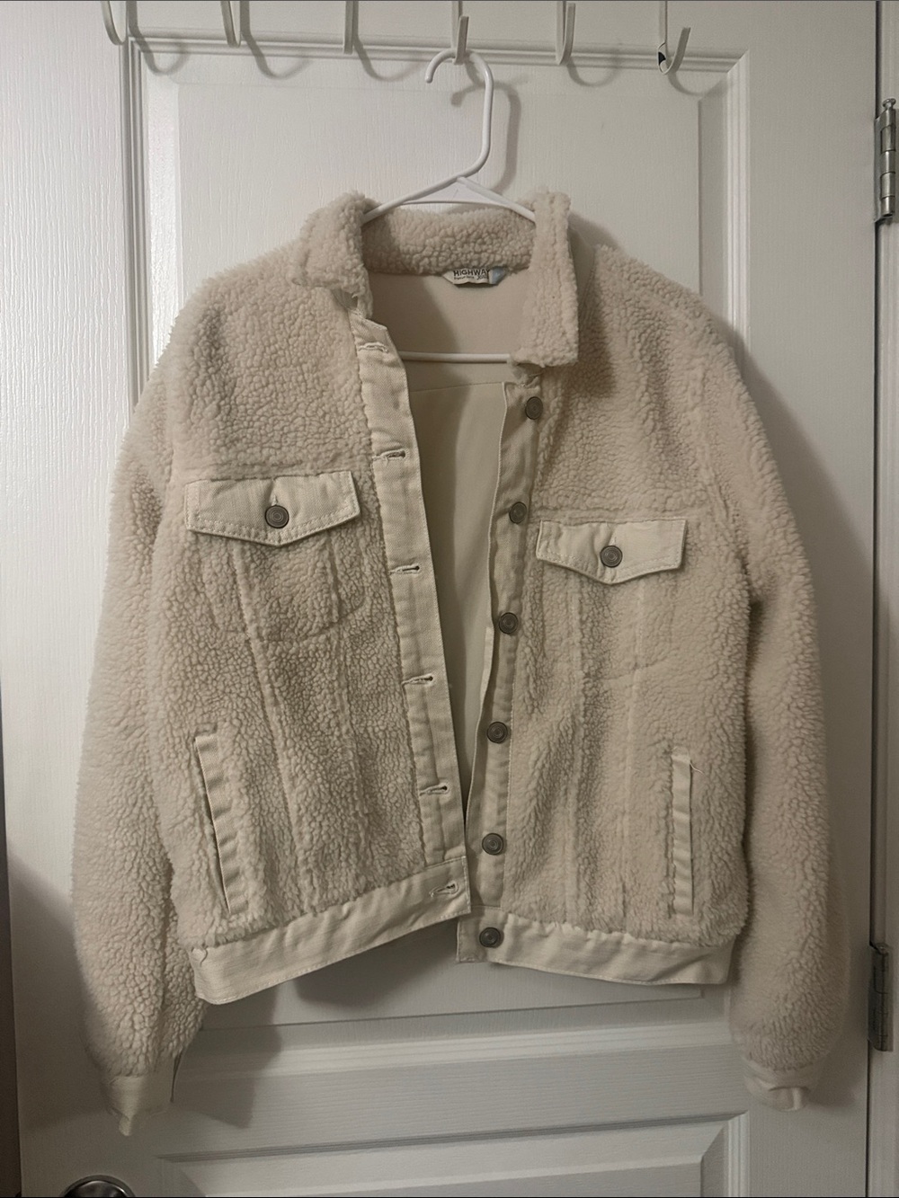 Highway Jeans Cream Sherpa Button Jacket